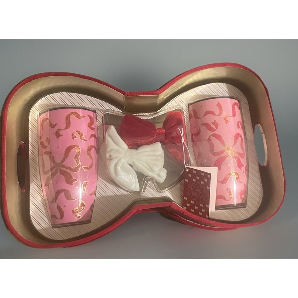 Petal And Pearl Two Pack Mugs And Bows Pink Valentines Day Gift Box Set